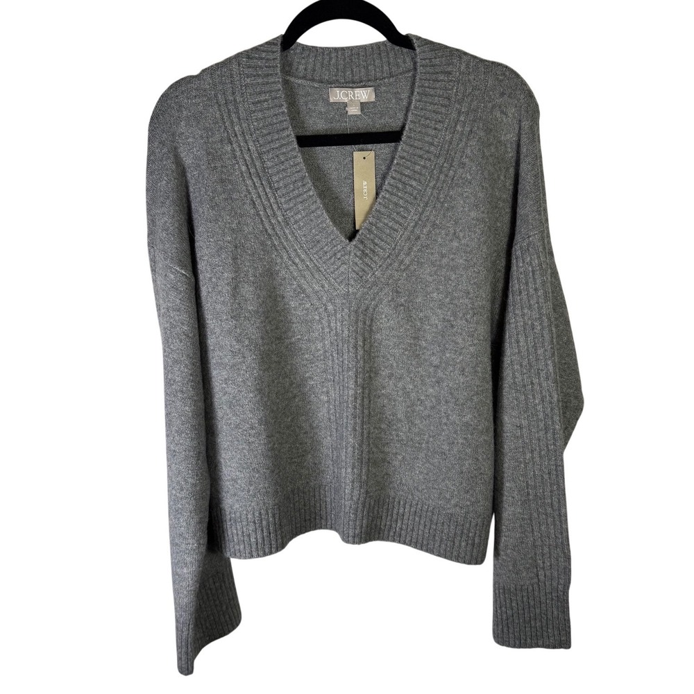 J.Crew Mens Merino Wool Alpaca V-Neck Sweater Gray CE717 Size L NWT Snag